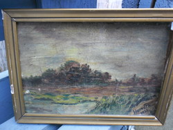 Landscape with Croatian 1936 sign. Oil on canvas in wooden frame.