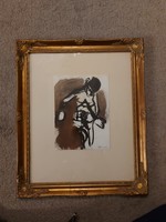 Uri asaf / carpenter ivy uri, painting, watercolor, 40x50, pumpkin. In the frame