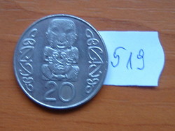 ÚJ-ZÉLAND NEW ZEALAND 20 CENT 2004 (l) 28,58 mm Pukaki maori faragása Réz-nikkel #519