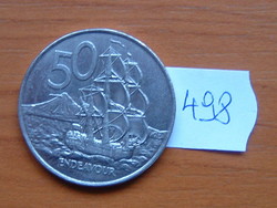 ÚJ-ZÉLAND NEW ZEALAND 50 CENT 2001 (l) "HMS Endeavour" VITORLÁS Réz-nikkel #498