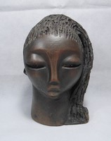 Terrakotta afrikai nő büszt - jelzett