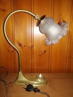 Antik szecessziós réz fodros búrás asztali lámpa. Alkudható!