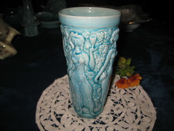Zsolnay  kék   , Szőlős váza    szép állapot   , 8,5 x 16 cm