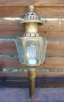 Outdoor lamp, brass wall bracket with polished glass, hand work