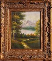 Joseph Grüner, alpine landscape in beautiful frame