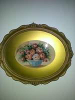 Silk picture in antique oval frame