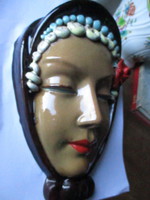 Csodaszép art deco női fej falikerámia 1920-30 évekből.