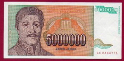 25 Jugoszláv 5 000 000 dinár 1993 UNC