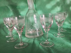 Wonderful polished antique glass brandy set - for 6 people