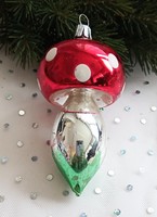 Régi üveg karácsonyfa dísz gomba 10cm