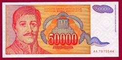 20 Jugoszláv 50 000 dinár 1994 UNC