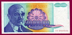 30 Jugoszláv 500 000 000 dinár 1993