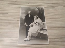 Antik esküvői fotó képeslap.