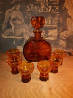 Art deco style amber liqueur brandy set