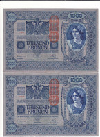 Ausztria 1000  korona "DEUTSCHÖSTERREICH" felülnyomással 1919 VG