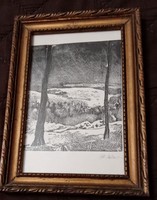 Winter landscape, etching