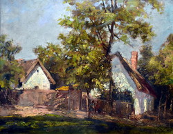 Village street detail of Sándor Stsor of Czecei (1887 - 1942)