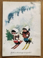 Karácsonyi képeslap -  Kecskeméty Károly rajz