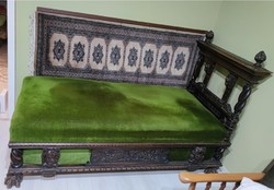 Antique custom-made carved backrest couch, fadrus workshop