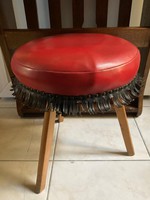 Tripod red faux leather stool, seat