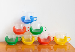 Színes retro termo bögrék - műanyag borítású üveg csészék