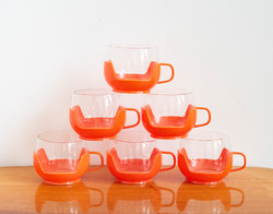 Narancssárga retro termo bögrék - műanyag borítású üveg csészék