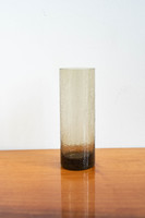 Retro karcagi (berekfürdői) fátyolüveg pohár - 1 szürke, füstszínű pohár repesztett üveg / váza