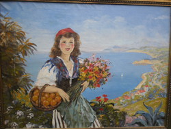 Illencz Lipót ( 1882-1950) Balatonnál.Eredeti festmény.Tihany,Almádiból festve.