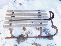 Old retro wooden sledge from the 50-60s, riveted, also for Christmas decoration !!!