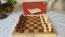 Régi fa sakk,eredeti sakktábla,dobozában 30 cm.