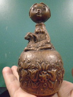 Gyula Kőfalvy pottery is a wonderful work of beautiful old antique piece lady with lamb