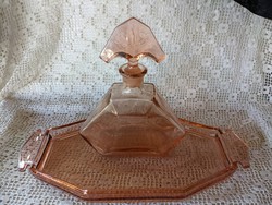 Antik "Napoleon" likőrös üveg tálcával