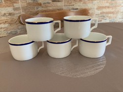 Zsolnay kék-arany szegélyes porcelán teás bögre, csésze 6 db.