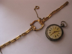 Rare !! Antique Gold Plated Pocket Watch - Wristwatch Adapter Adapter +800 Silver Women's Swiss Bonne Pocket Watch