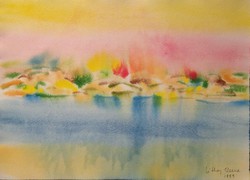 Litkey Bence: Hajnali tükröződés - akvarell