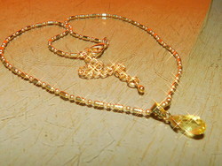 Swarovski citrine luster crystal drop gold gold filled necklace