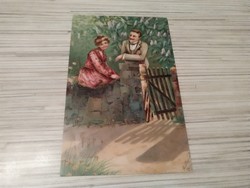 Antik romantikus dombornyomott képeslap. 1904.