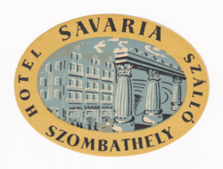 Hotel Savaria Szálló Szombathely - az 1960-as évekből származó bőrönd címke