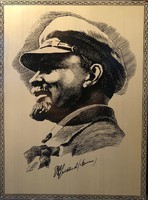 Lenin portré - fém falikép