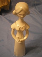 N2 Kispest rare aquincum signal girl with pigeon gilded art deco flawless 24 cm free of charge