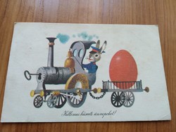Régi húsvéti képeslap, 1960-as évek körüli, rajz: Kecskeméty Károly