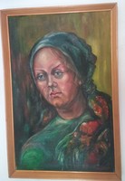 Portrait of a peasant woman - oil / canvas painting - larger size