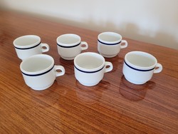 Retro Alföldi porcelán kávés csésze régi kék csíkos mokkás bögre 6 db