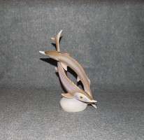 Hollóházi porcelán viza vagy kecsege pár figura 22,5 cm (po-3-4)