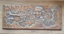 László Slavics, older: copper plate embossing, relief, relief