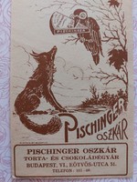 Régi számolócédula Pischinger Oszkár Torta- és Csokoládégyár Budapest reklám cédula