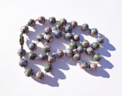 Colorful spherical floral enamel necklace