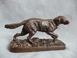 Antik öntöttvas kutya szobor vadászkutya szobor öntöttvas figura bronzírozva antik kutya figura