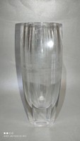 Kosta Boda jelzett víztiszta vastag falú üveg váza sérült