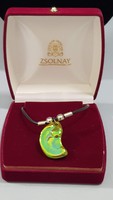 Zsolnay eosin glazed porcelain pendant, jewelry, necklace